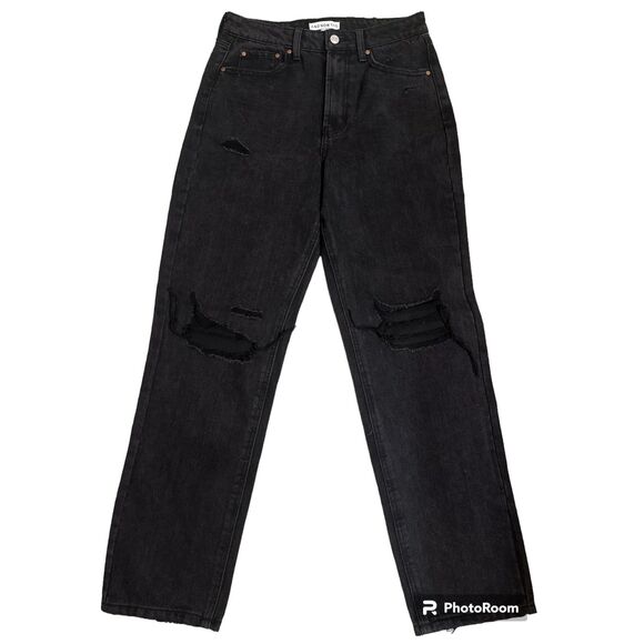 Macy's And Now This: Women Ultra High Rise Ripped Straight Jeans - Picture 2 of 7